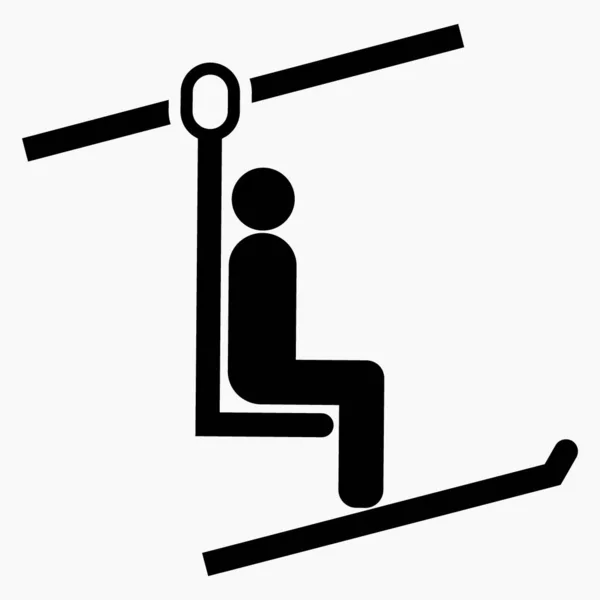 Dark Ski Lift Ticket Commercial Line Vector Icon Websites Mobile — Vetor de Stock