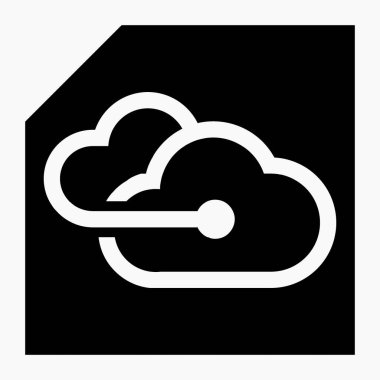 Bulut depolama ikonu. Sunucuya yükle. Uzaktan erişim. Uzaktan kumandalı bilgisayarda bilgi. Web siteleri ve mobil minimal düz tasarım için ticari satır vektör simgesi.