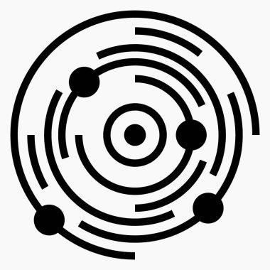 Noktalı düz konsantrasyon çemberleri. Daire şeklinde bir simge çiz. Hareket çizimi. Daire şeklinde yeni çizgiler. Vektör simgesi.