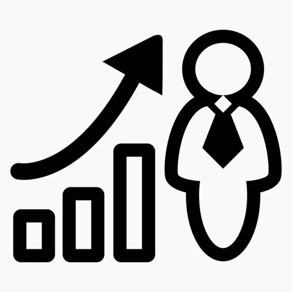 Man Increase Graph Icon Illustration Work Manager Labor Productivity Personnel — Διανυσματικό Αρχείο