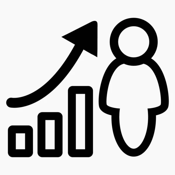 Zvětšit Ikonu Grafu Ilustrace Práce Manažera Produktivita Práce Personální Management — Stockový vektor