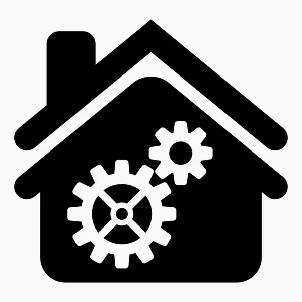 Icon House Setting Installing Smart Home Commercial Line Vector Icon —  Vetores de Stock