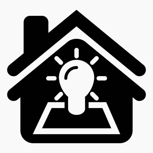 Ikona Domu Żarówki Ilustracja Oświetlenia Domu Elektryczny Obwód Domu Budowanie — Wektor stockowy