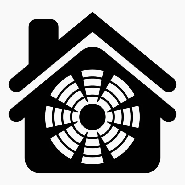 家とファンのアイコン エアコンのイラスト アイコン冷却アパートや家 ベクトルアイコン — ストックベクタ