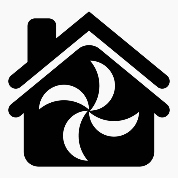 Icône Maison Ventilateur Illustration Climatisation Icône Refroidissement Appartement Maison Icône — Image vectorielle