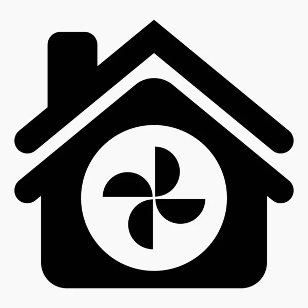 家とファンのアイコン エアコンのイラスト アイコン冷却アパートや家 ベクトルアイコン — ストックベクタ