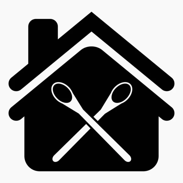 House Spoons Icon Illustration House Food Restaurant Cafe Fast Food —  Vetores de Stock