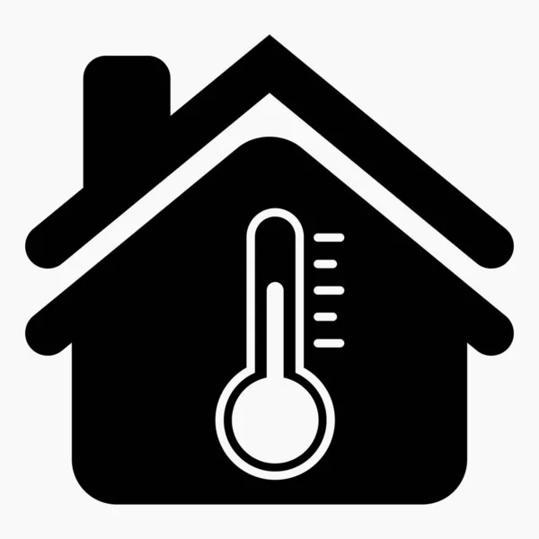 Haus Und Thermometer Illustration Der Temperatur Haus Wetterstation Temperaturfühler Vektorsymbol — Stockvektor