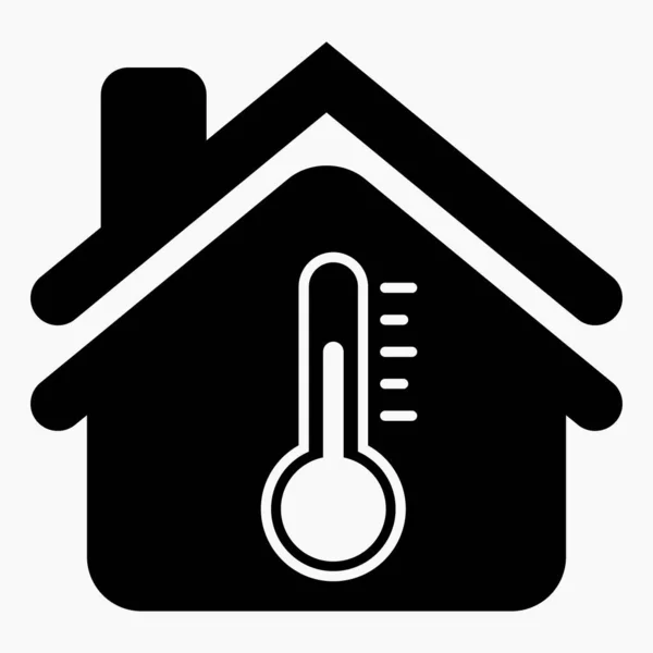 Ícone Casa Termômetro Ilustração Temperatura Casa Estação Meteorológica Sensor Temperatura —  Vetores de Stock