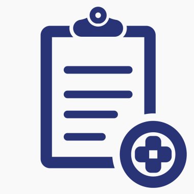 İlaç ve liste simgesi. Hasta tedavisi. Hastamız için ilaçlar. Doktorun notları. Vektör simgesi.