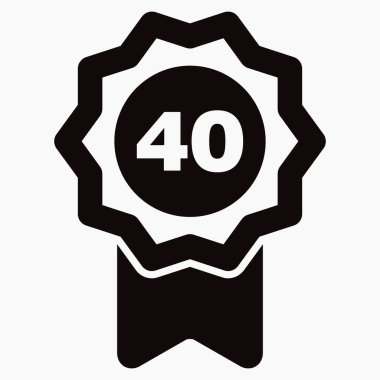 Madalya ve 40 numaralı ikon. İllüstrasyon garantisi. Kazanan ikon. Onay etiketi. Ödül. Vektör simgesi.