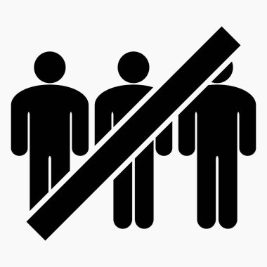 İnsanları toplamayı yasakla. Gruplar halinde toplanmayın. Mitingleri ve toplantıları durdurun. İnsanların geçişi yasaktır. Vektör simgesi.