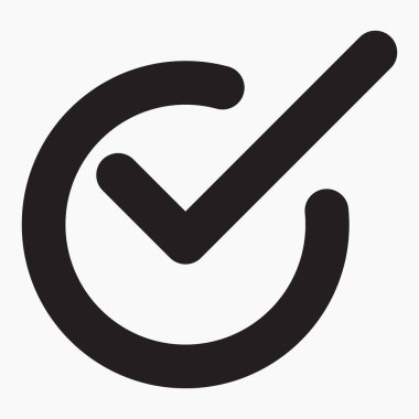 Simge tamam. Tamam ikon. Eylem onayı. Hesap kutusu. Tercih. Vektör simgesi.