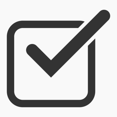 Simge tamam. Tamam ikon. Eylem onayı. Hesap kutusu. Tercih. Vektör simgesi.