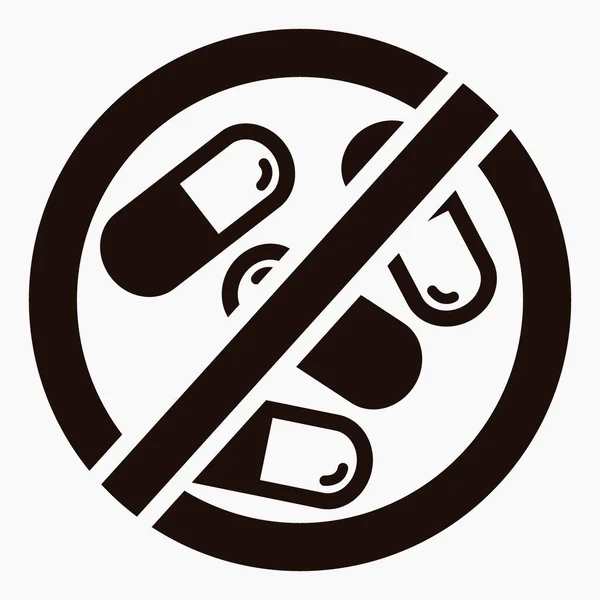 Pill Prohibition Icon Medication Prohibition Transportation Medicines Consume Vitamins Vector — ストックベクタ