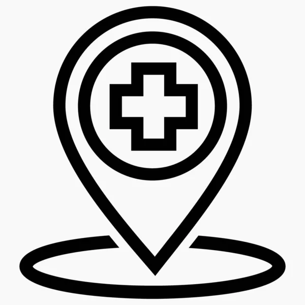 Icono Ubicación Del Hospital Ubicación Farmacia Ubicación Del Centro Médico — Vector de stock