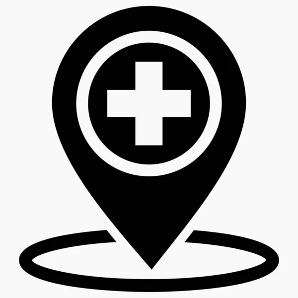 Ícone Localização Hospital Localização Farmácia Localização Centro Médico Coordenadas Médico — Vetor de Stock