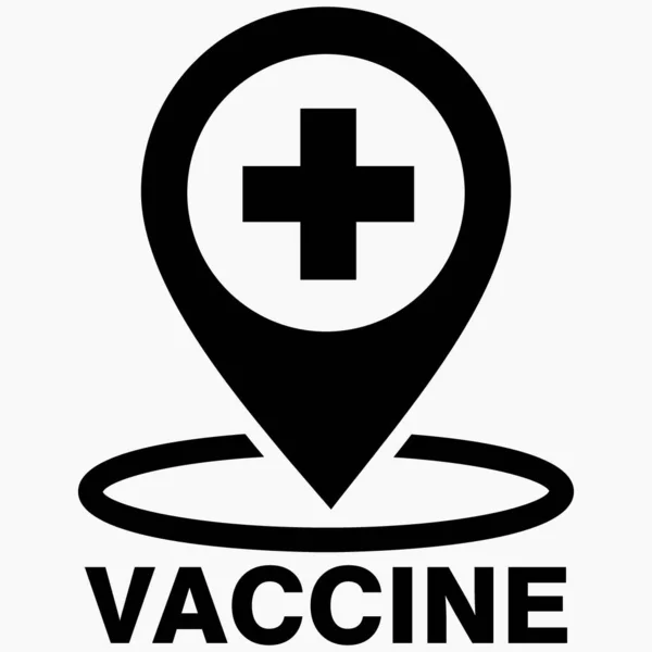 Ubicazione Della Vaccinazione Vaccino Coronavirus Icona Del Vaccino Covid Centro — Vettoriale Stock