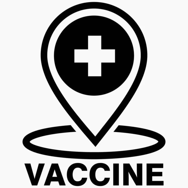 Ubicazione Della Vaccinazione Vaccino Coronavirus Icona Del Vaccino Covid Centro — Vettoriale Stock