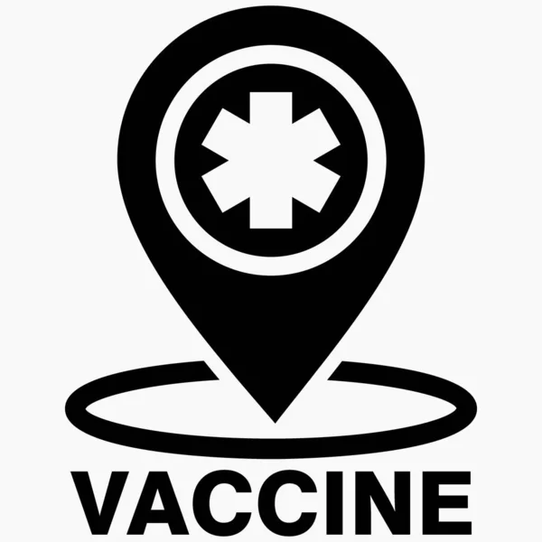 Ubicazione Della Vaccinazione Vaccino Coronavirus Icona Del Vaccino Covid Centro — Vettoriale Stock