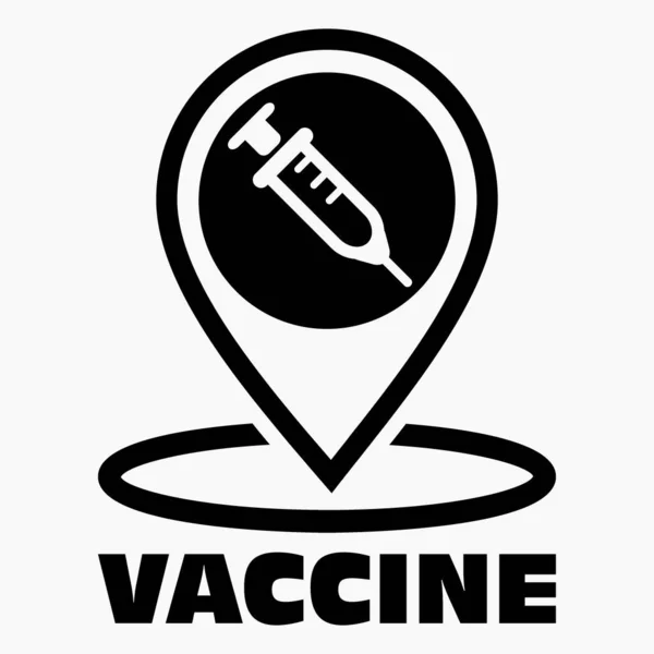 Icône Vaccin Localisation Signe Seringue Emplacement Hôpital Icône Vectorielle — Image vectorielle