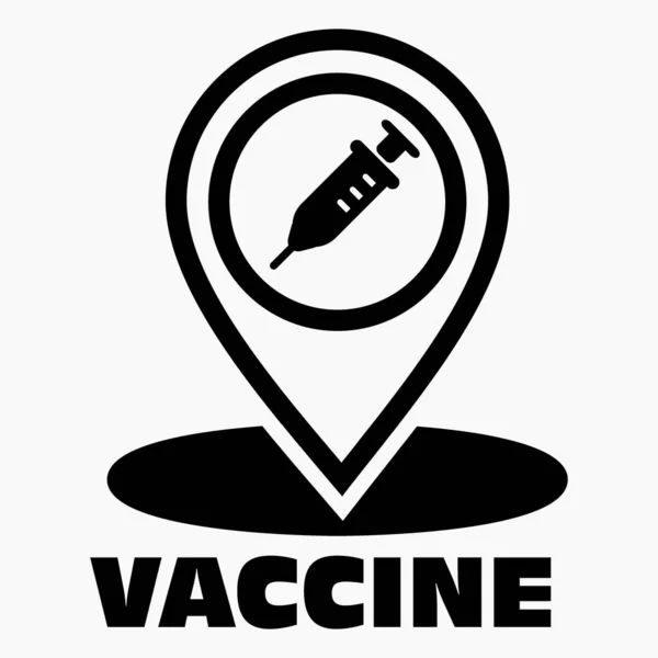 Icône Vaccin Localisation Signe Seringue Emplacement Hôpital Icône Vectorielle — Image vectorielle