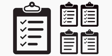 Liste. Dava numaralandırma. Notlar. Kontrol Listesi. Pano simgesi vektör düz tasarımı.