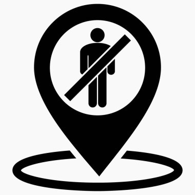 İnsanları toplamayı yasakla. İnsanların konumlarını toplama yasağı. Yasak ziyaretler. Vektör simgesi.