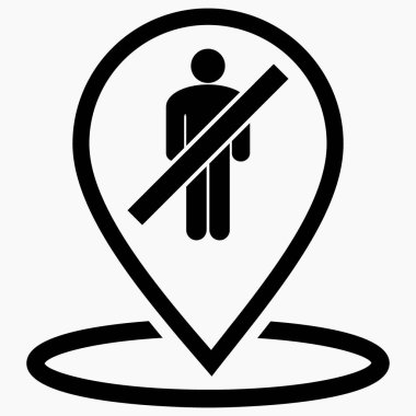 İnsanları toplamayı yasakla. İnsanların konumlarını toplama yasağı. Yasak ziyaretler. Vektör simgesi.