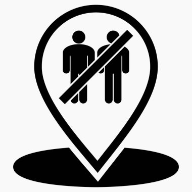 İnsanları toplamayı yasakla. İnsanların konumlarını toplama yasağı. Yasak ziyaretler. Vektör simgesi.