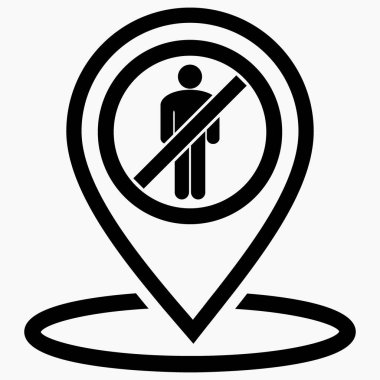 İnsanları toplamayı yasakla. İnsanların konumlarını toplama yasağı. Yasak ziyaretler. Vektör simgesi.