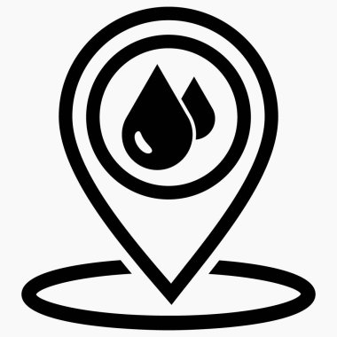 Yer yağmuru. GPS damlası. Hava durumu simgesi. Haritada sağanak var. Vektör simgesi.