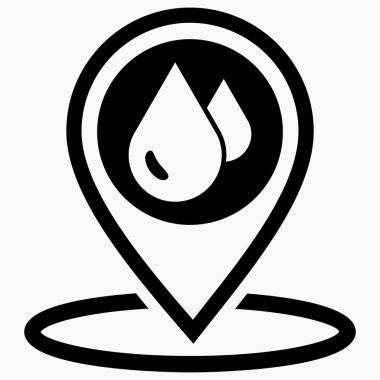 Yer yağmuru. GPS damlası. Hava durumu simgesi. Haritada sağanak var. Vektör simgesi.