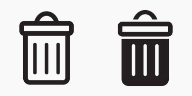Çöp kutusu simgesi. Dosyaları sil. Atık geri dönüşümü. Vektör simgesi.