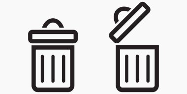 Çöp kutusu simgesi. Dosyaları sil. Atık geri dönüşümü. Vektör simgesi.