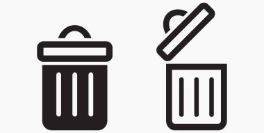 Çöp kutusu simgesi. Dosyaları sil. Atık geri dönüşümü. Vektör simgesi.