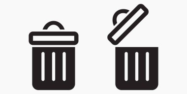 Çöp kutusu simgesi. Dosyaları sil. Atık geri dönüşümü. Vektör simgesi.