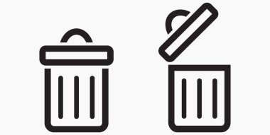 Çöp kutusu simgesi. Dosyaları sil. Atık geri dönüşümü. Vektör simgesi.