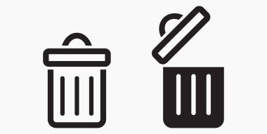 Çöp kutusu simgesi. Dosyaları sil. Atık geri dönüşümü. Vektör simgesi.