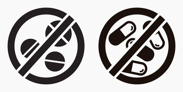 Pill Prohibition Icon Medication Prohibition Transportation Medicines Consume Vitamins Vector — Διανυσματικό Αρχείο