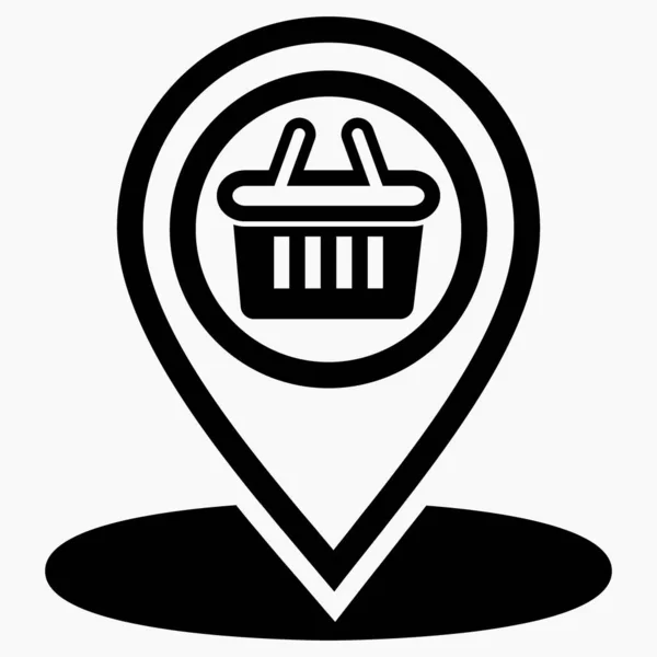 Location Store Shopping Cart Icon Geotag Supermarket Point Sale Map — Stockový vektor