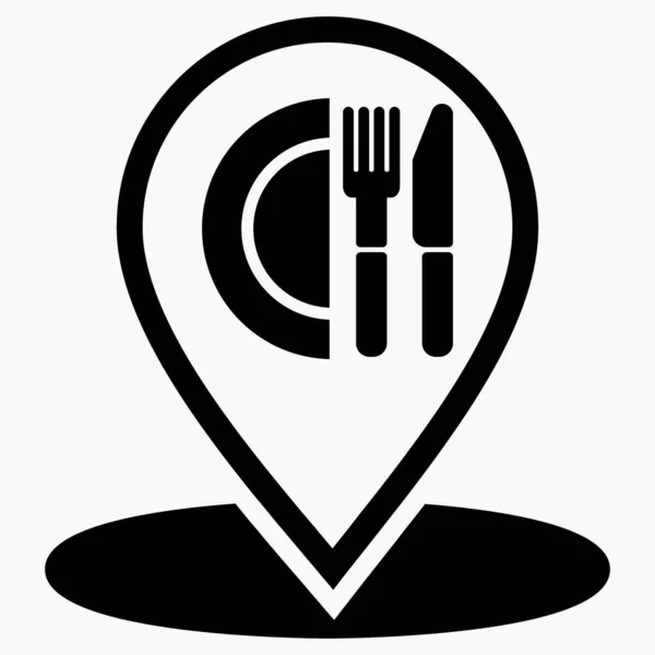 Location Cafe Gps Fork Spoon Point Fast Food Map Restaurant — 스톡 벡터