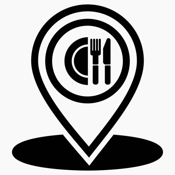 Location Cafe Gps Fork Spoon Point Fast Food Map Restaurant — Vetor de Stock