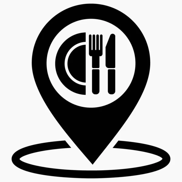 Location Cafe Gps Fork Spoon Point Fast Food Map Restaurant — Vettoriale Stock