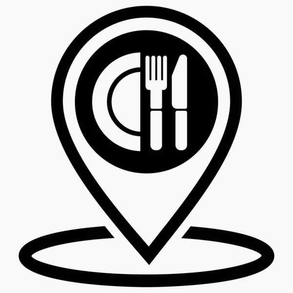 Location Cafe Gps Fork Spoon Point Fast Food Map Restaurant — Vector de stock