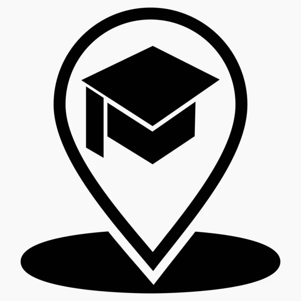 Location Icon Academic Cap University Geotag Educational Institution Institute Icon — Vector de stock