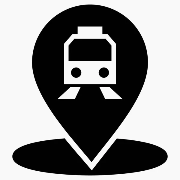 Transportation Location Icon Public Transport Station Location Tram Train Metro — Stock Vector