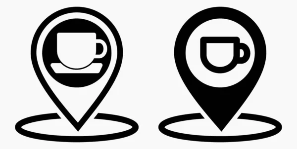 Location Cafe Gps Cup Point Recreation Map Restaurant Icon Vector — Stock Vector