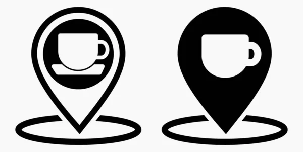 Location Cafe Gps Cup Point Recreation Map Restaurant Icon Vector — Vector de stock