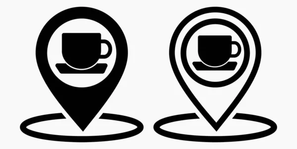 Location Cafe Gps Cup Point Recreation Map Restaurant Icon Vector — Stock Vector
